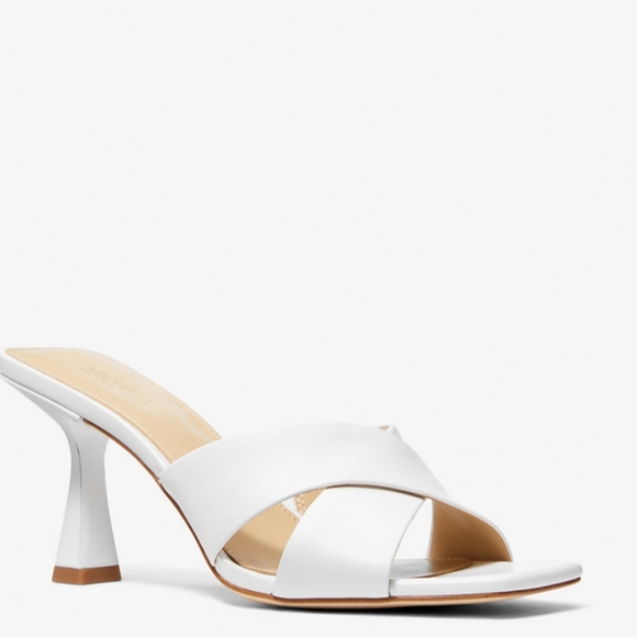 Michael Kors White Clara Mule Leather Size 7 - Picture 9 of 9